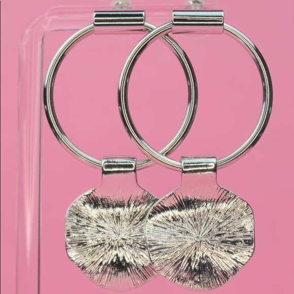 Silver Disc Hoop Earrings - Picture 1 of 1